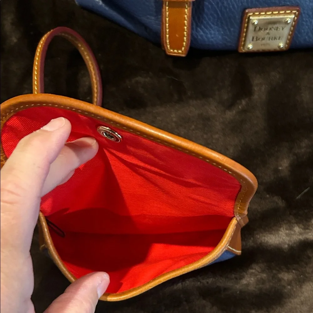 Dooney & Bourke Navy Satchel with Brown Trim - Picture 2 of 16